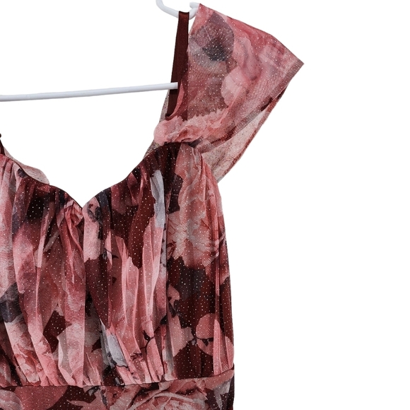 Candalite Women's Floral Off-The-Shoulder Long Tulle Dress - MP - Picture 2 of 5